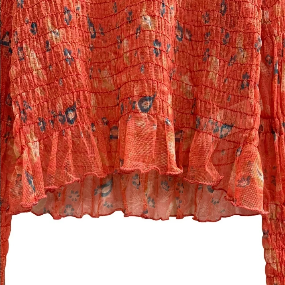 FREE PEOPLE Hello There Top Orange Size Medium